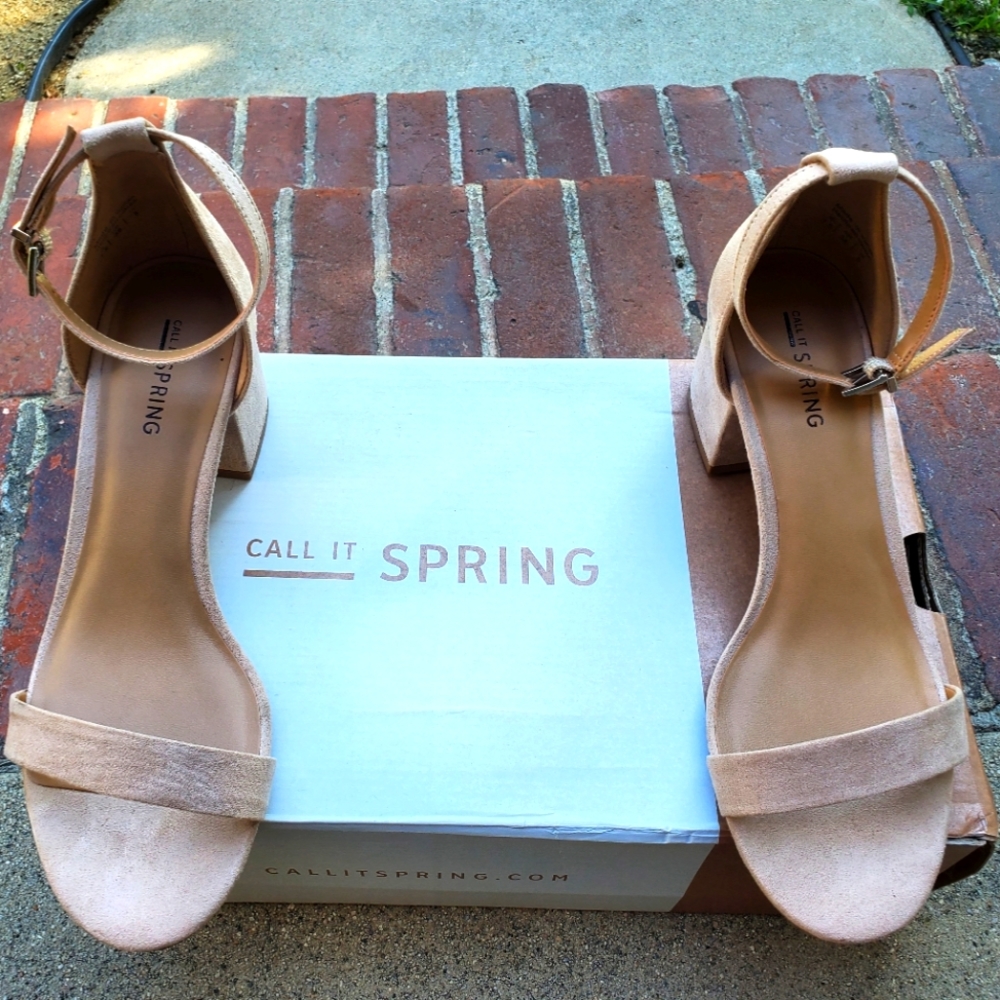 Call It Spring chunky heel with wrap around ankle strap